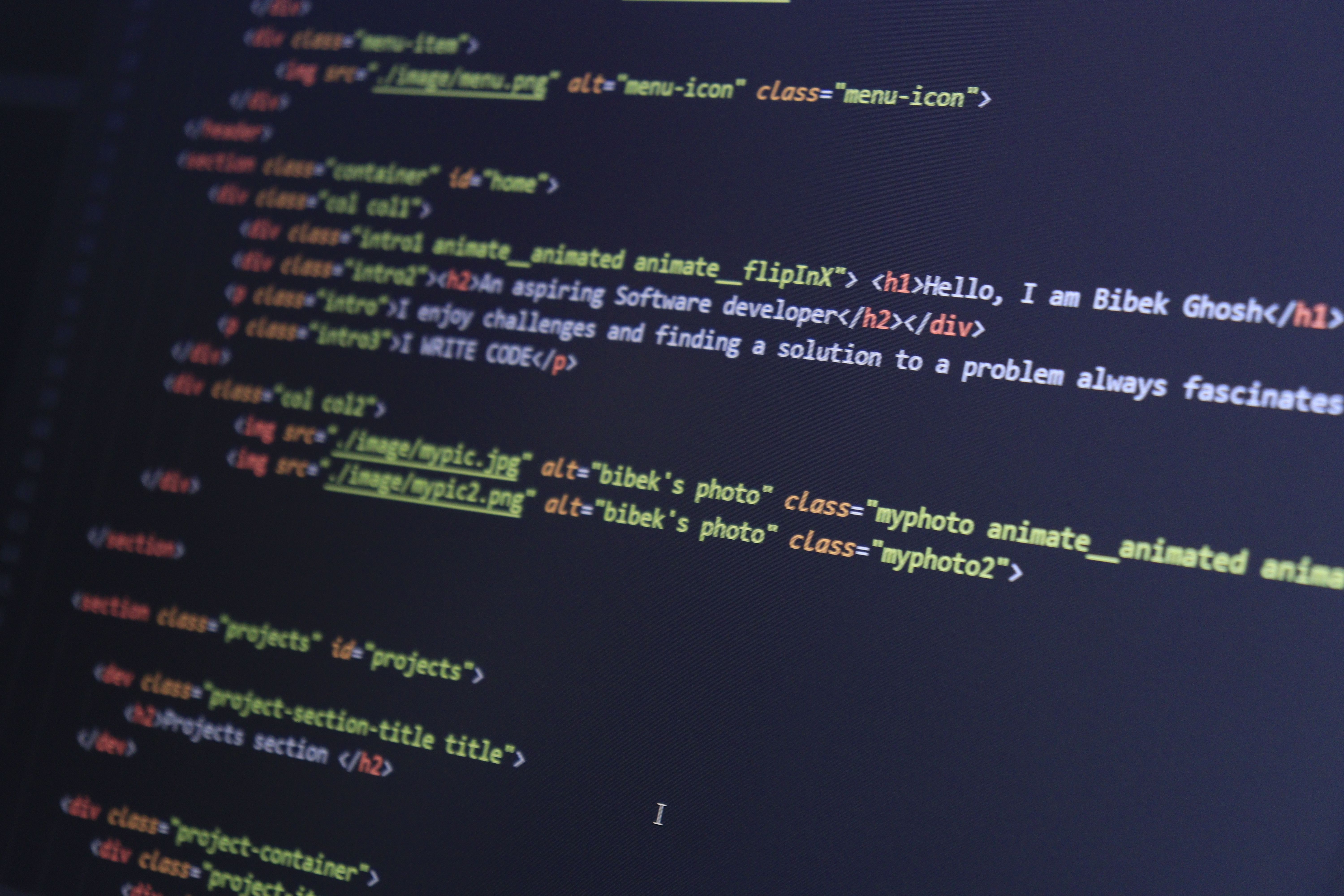 code on a computer screen